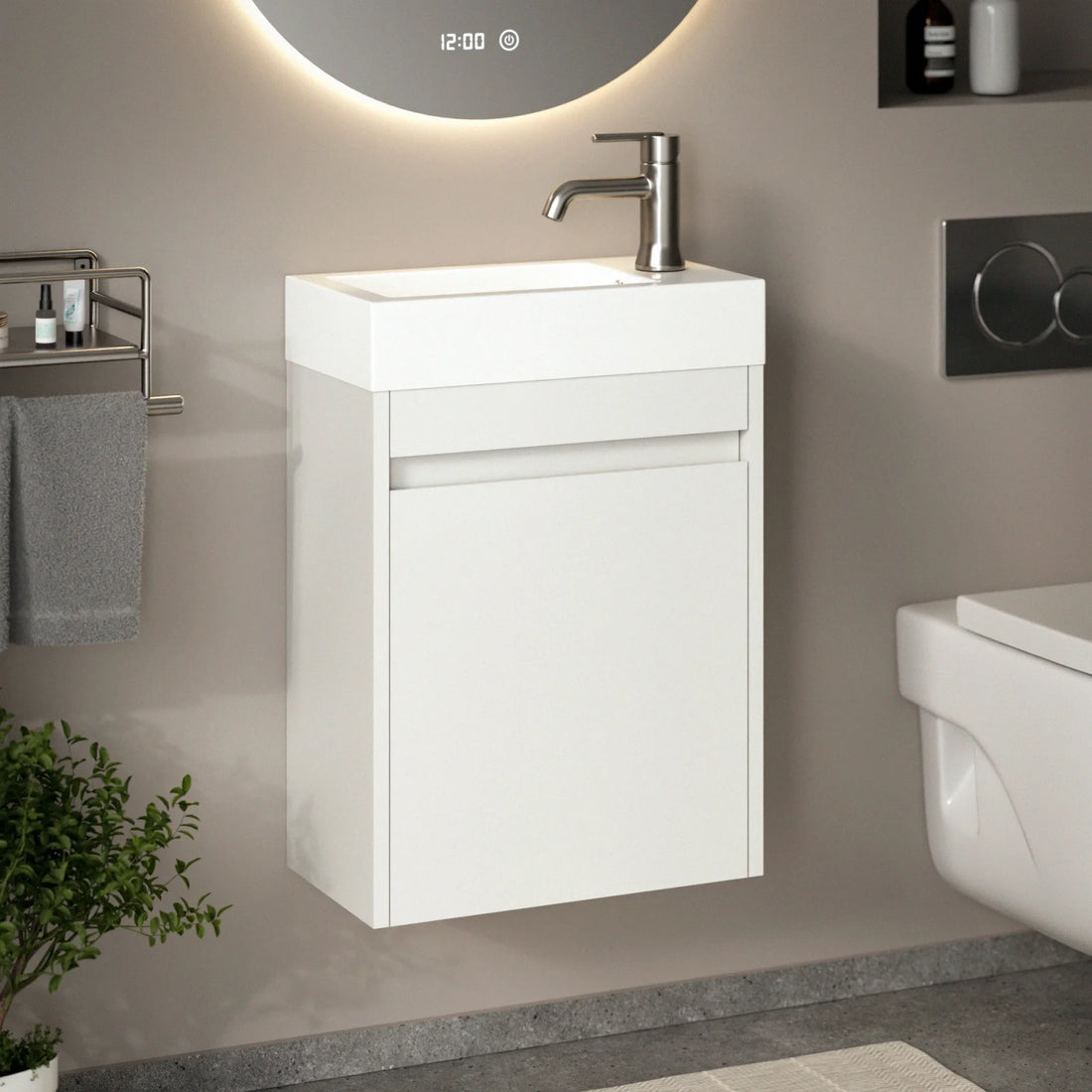 Toiletmeubel Vivo - 40cm - Glanzend wit - Wastafel Wit