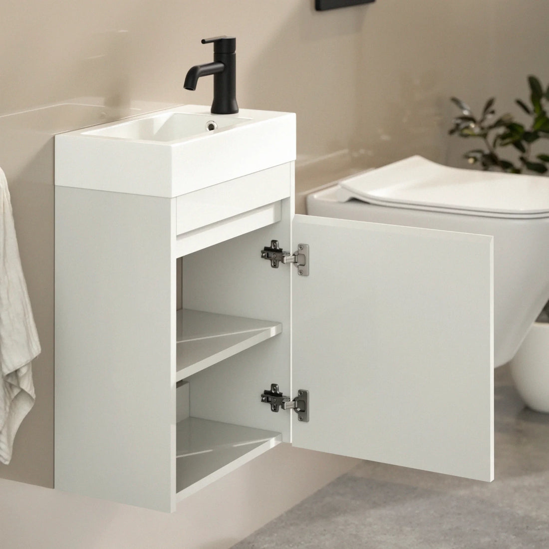 Toiletmeubel Vivo - 40cm - Glanzend wit - Wastafel Wit
