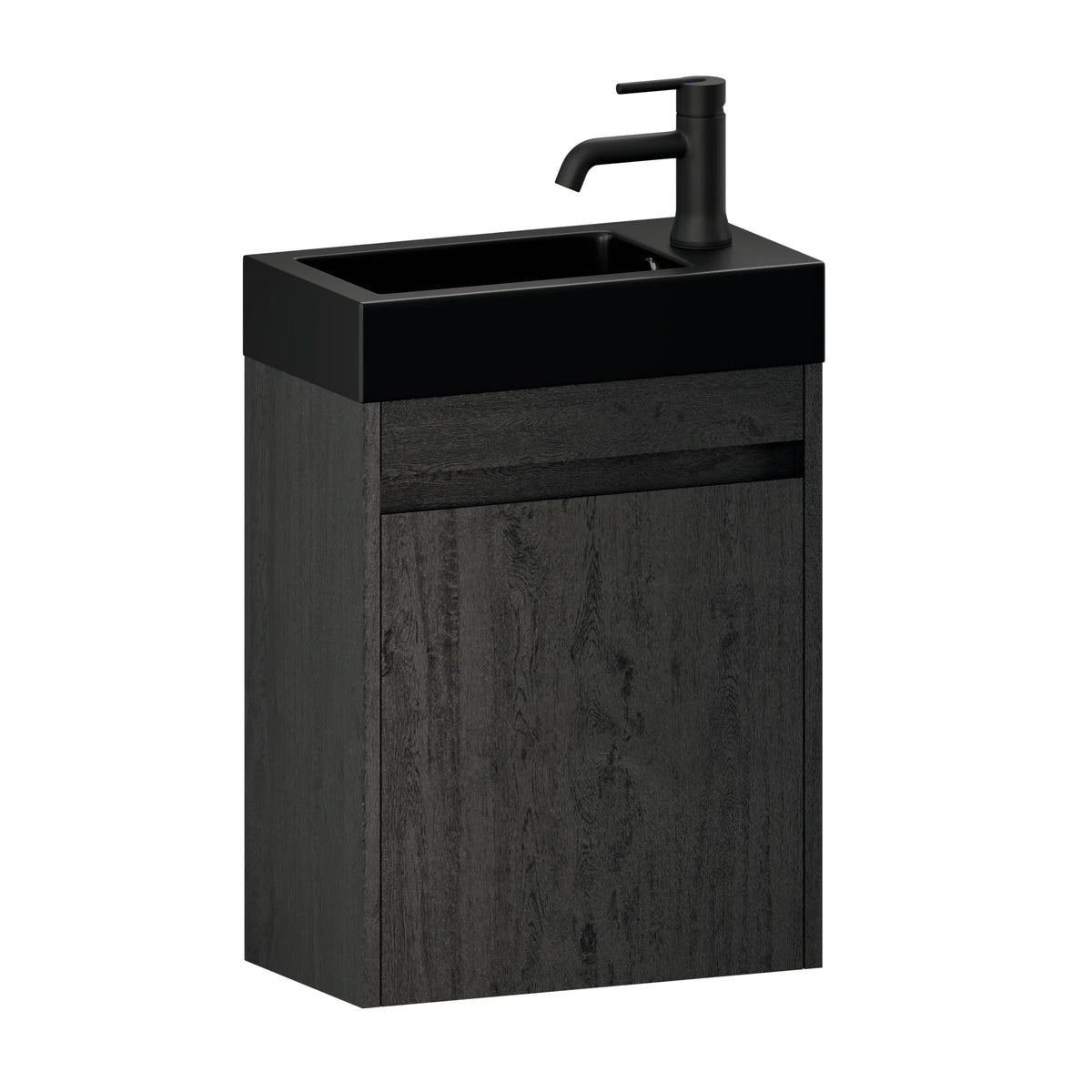 Toiletmeubel Elen - 40cm - Zwart Eiken - Wastafel Zwart