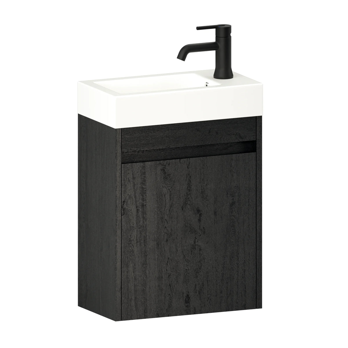 Toiletmeubel Vivo - 40cm - Zwart Eiken - Wastafel Wit