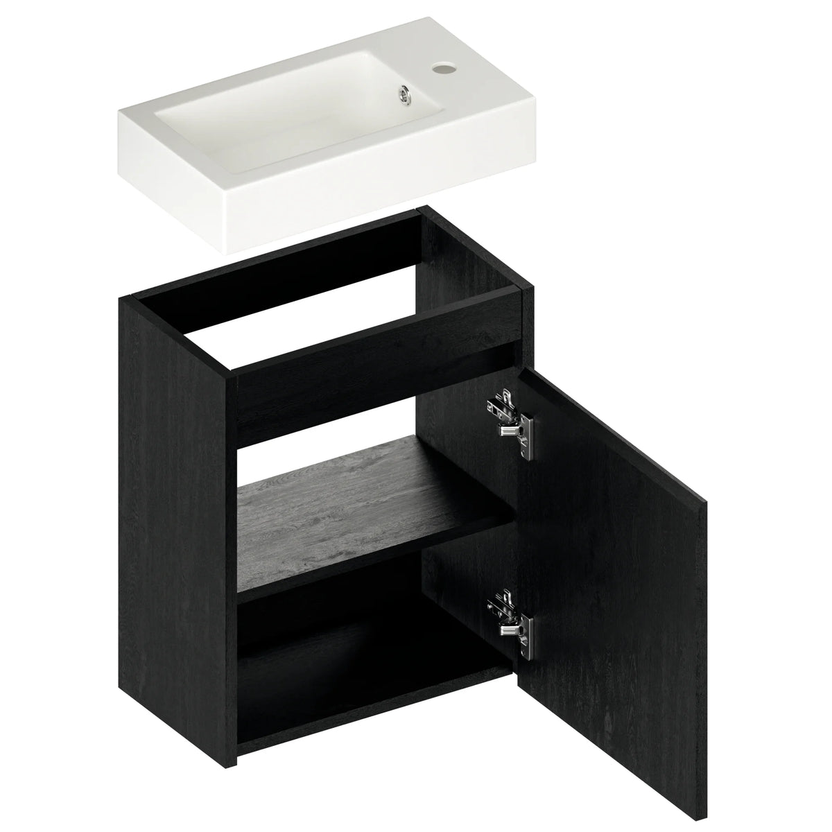 Toiletmeubel Vivo - 40cm - Zwart Eiken - Wastafel Wit