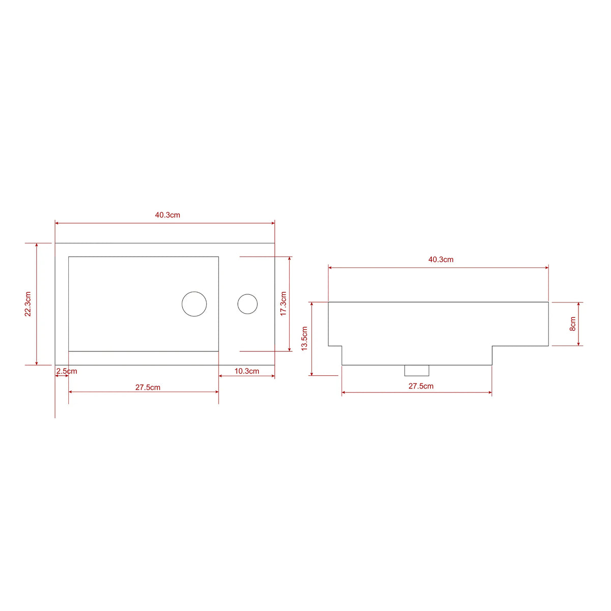 Toiletmeubel Vivo - 40cm - Warm Eiken - Wastafel Wit