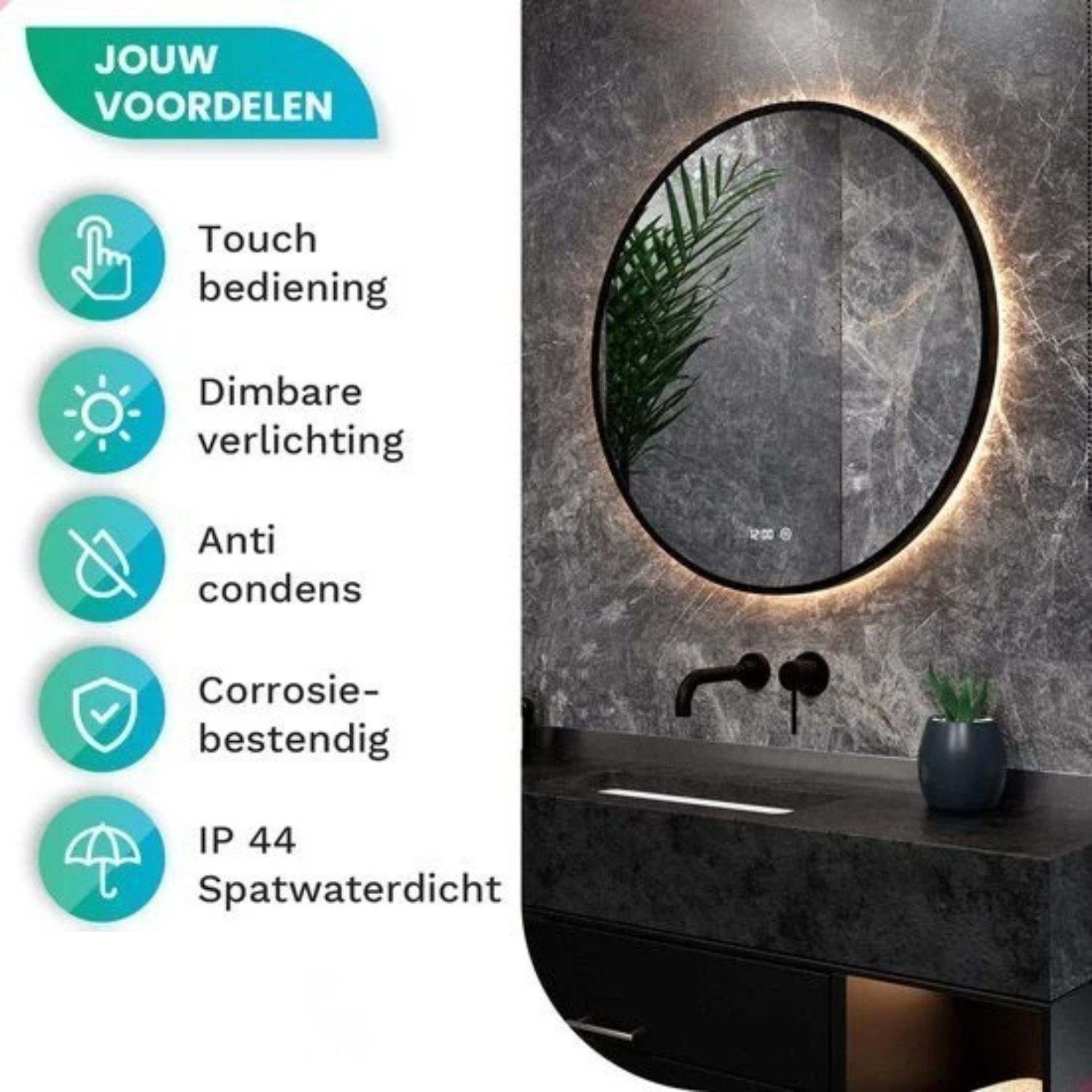 Badkamerspiegel - 100cm - Zwart Frame