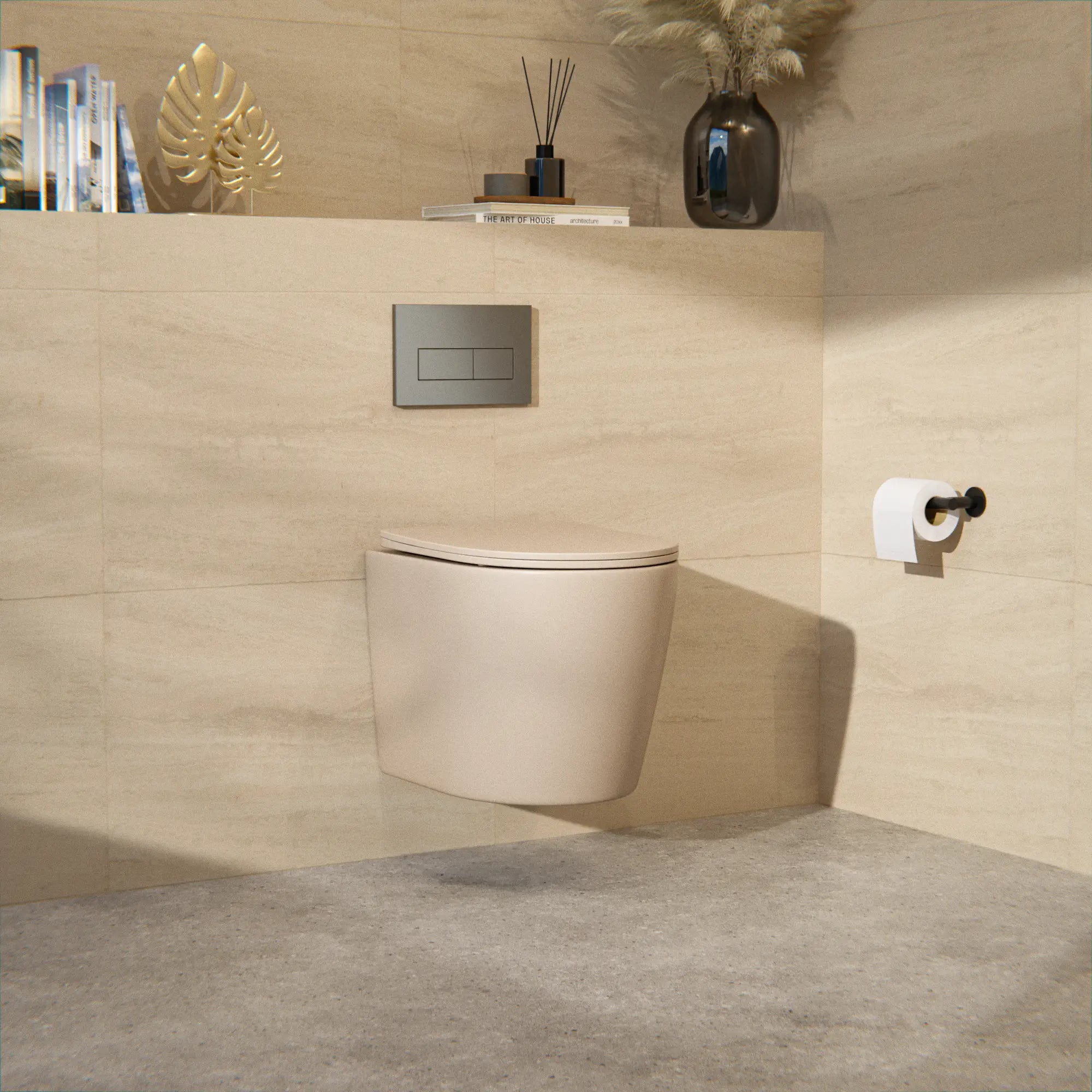Hangtoilet Varo - Randloos - Softclose Zitting - Taupe