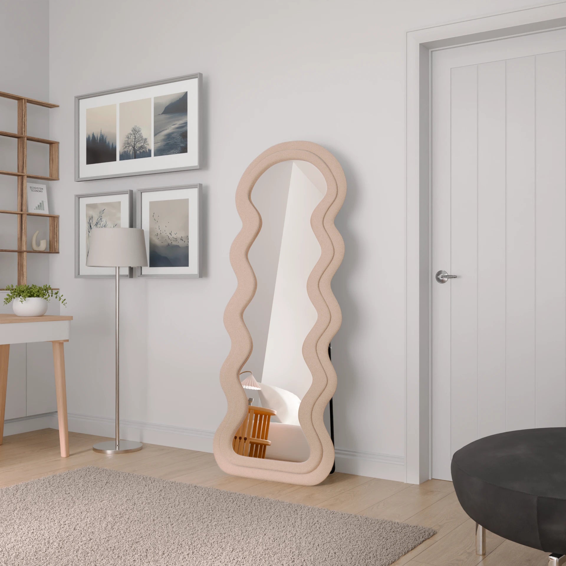 Passpiegel - Wavy Teddy Spiegel - 160x60cm - Wit Creme