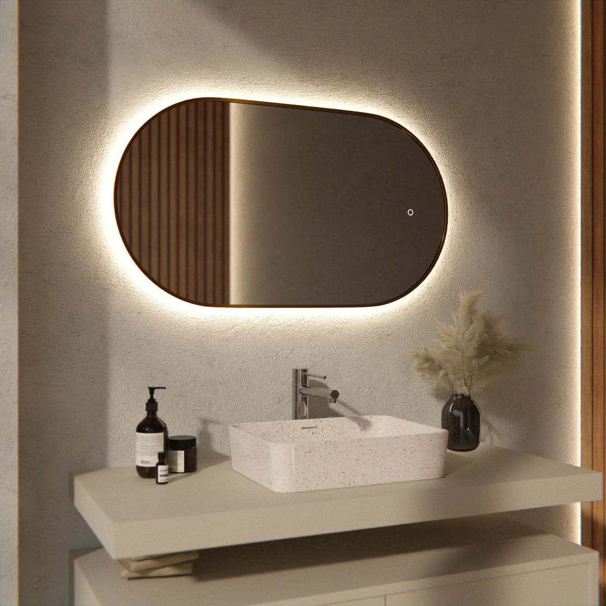 Badkamerspiegel - 90x50cm Ovaal - Goud Frame - PRE-ORDER
