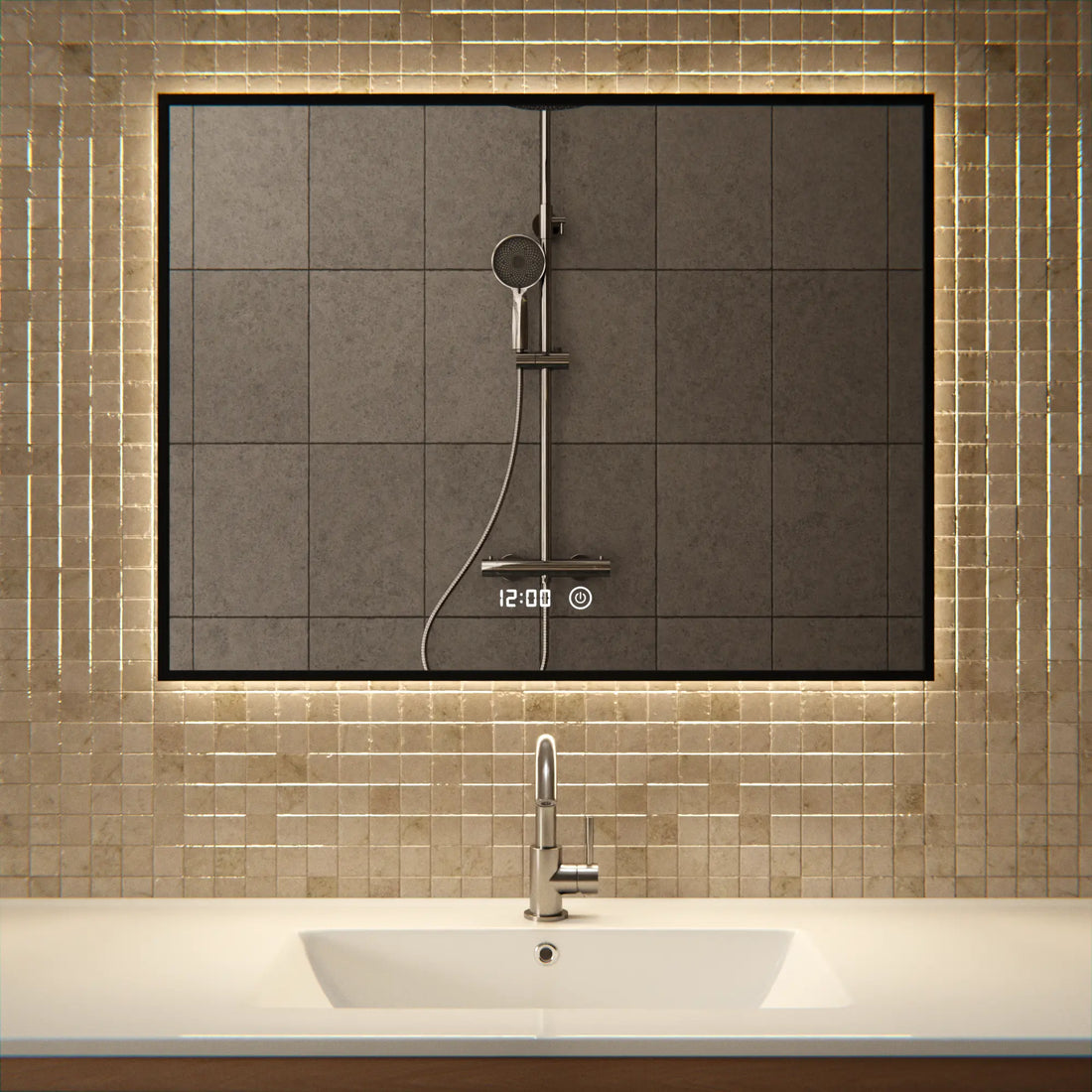 Badkamerspiegel - 80x60cm - Zwart Frame
