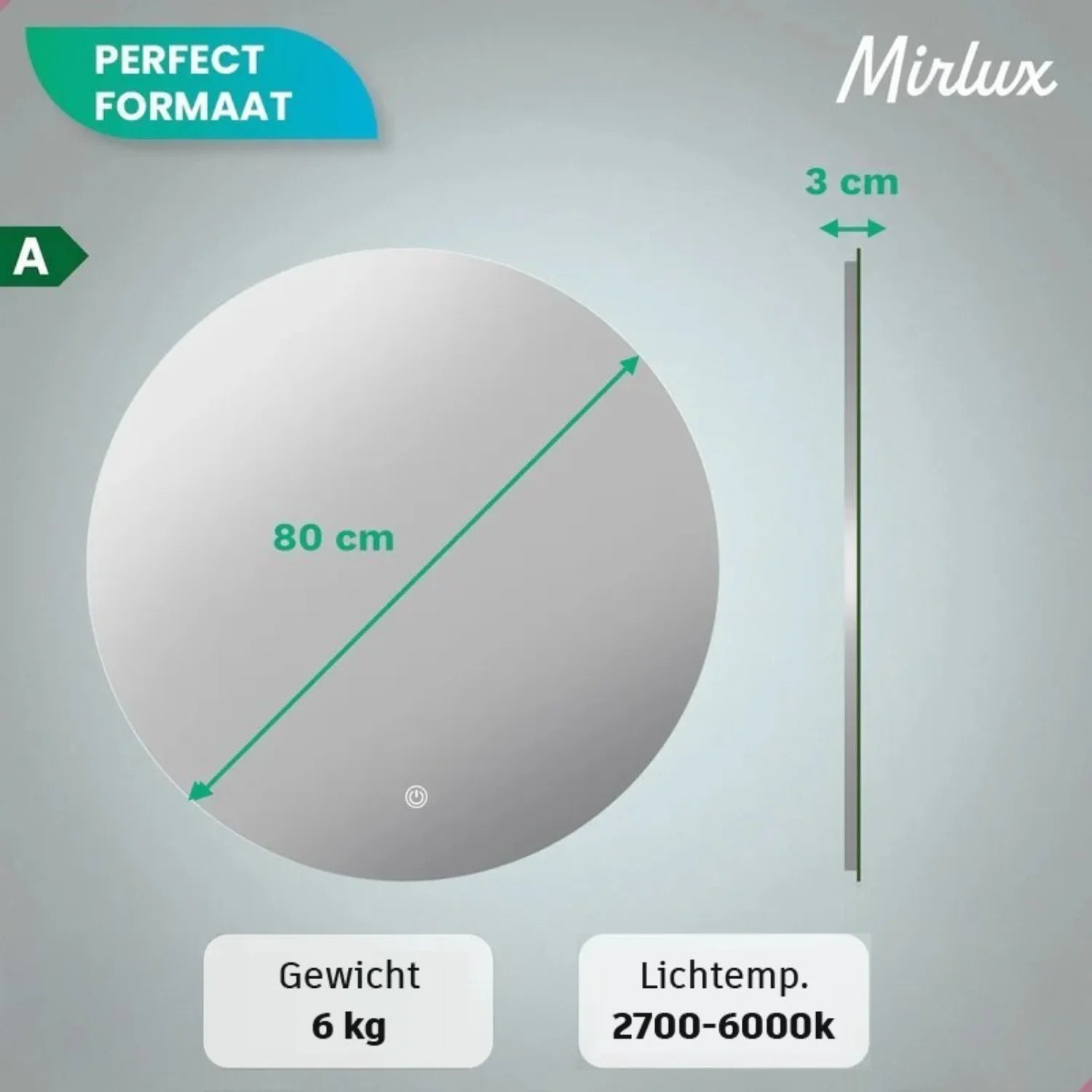 Badkamerspiegel - 80cm - Rond - Frameloos