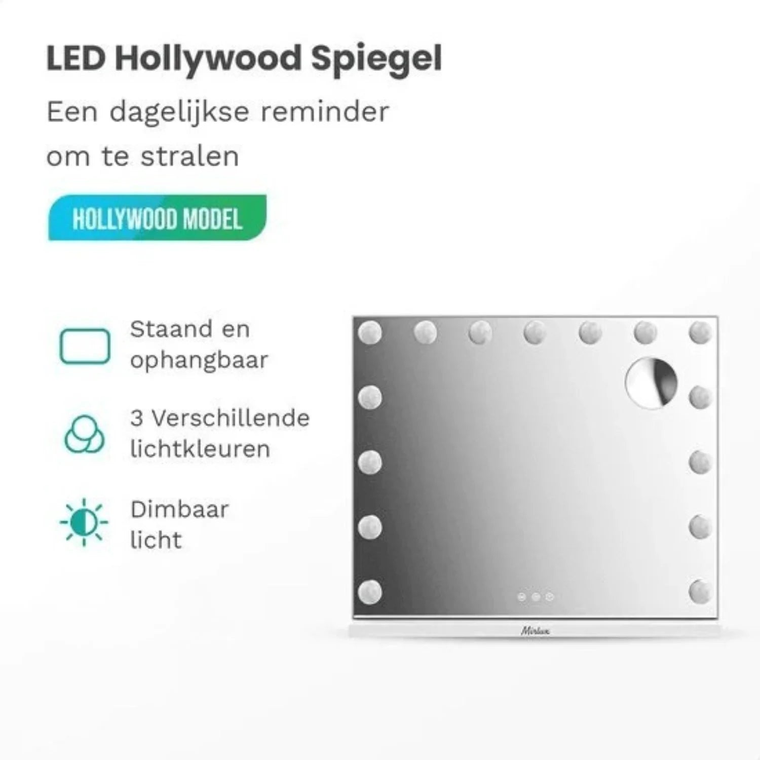Hollywood Spiegel - 58x48cm - Wit