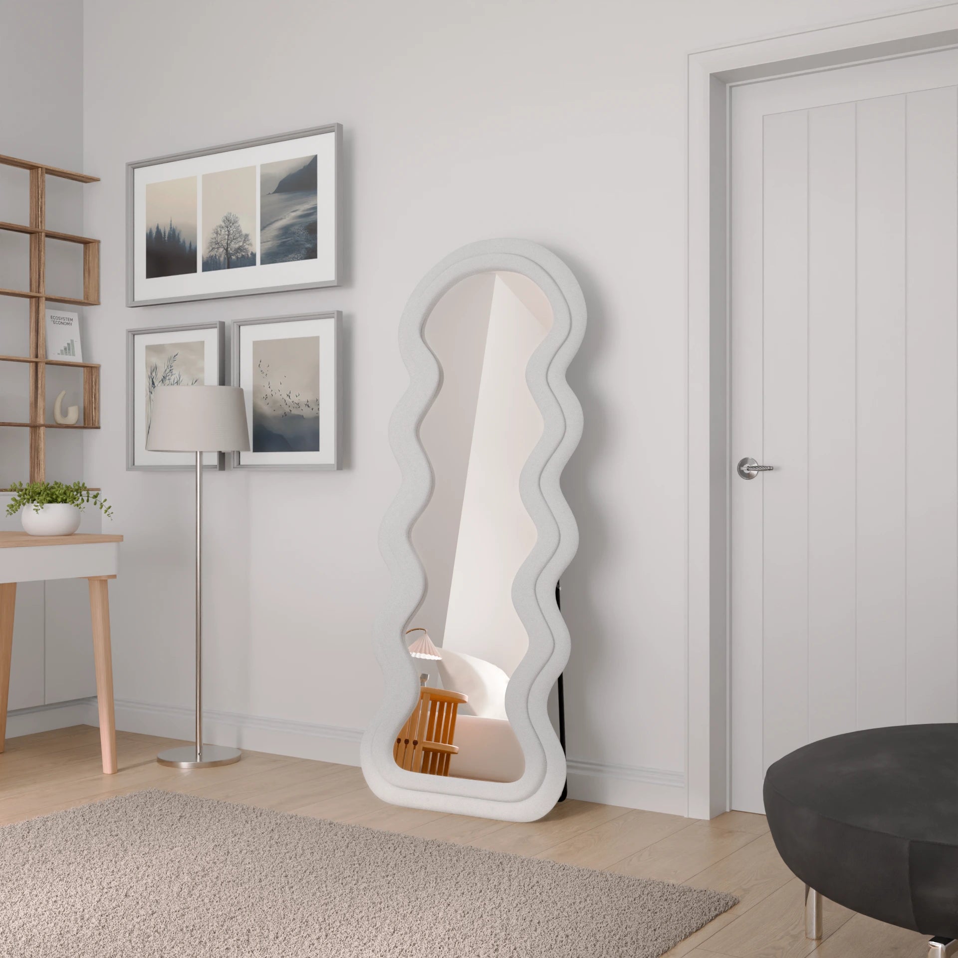 Passpiegel - Wavy Teddy Spiegel - 160x60cm - Wit