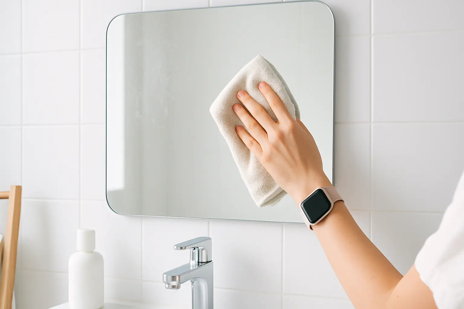 Hoe verwijder je kalk en strepen van een badkamerspiegel?