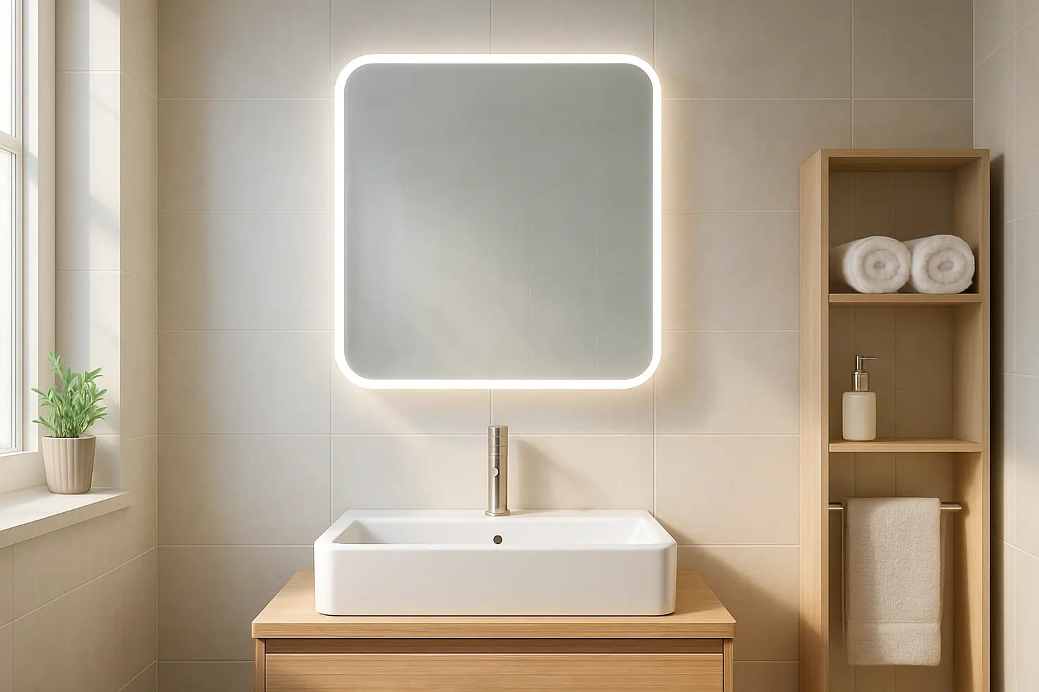 Welke badkamerspiegel beslaat niet in een kleine badkamer?