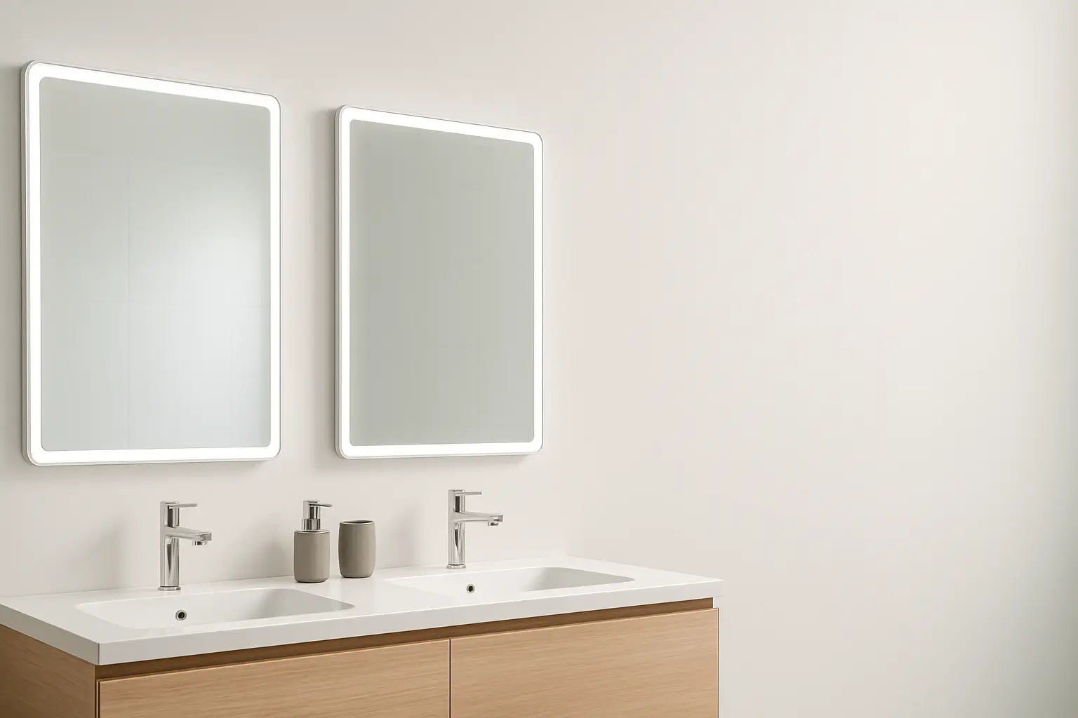 Welke badkamerspiegel is geschikt voor een dubbele wastafel?