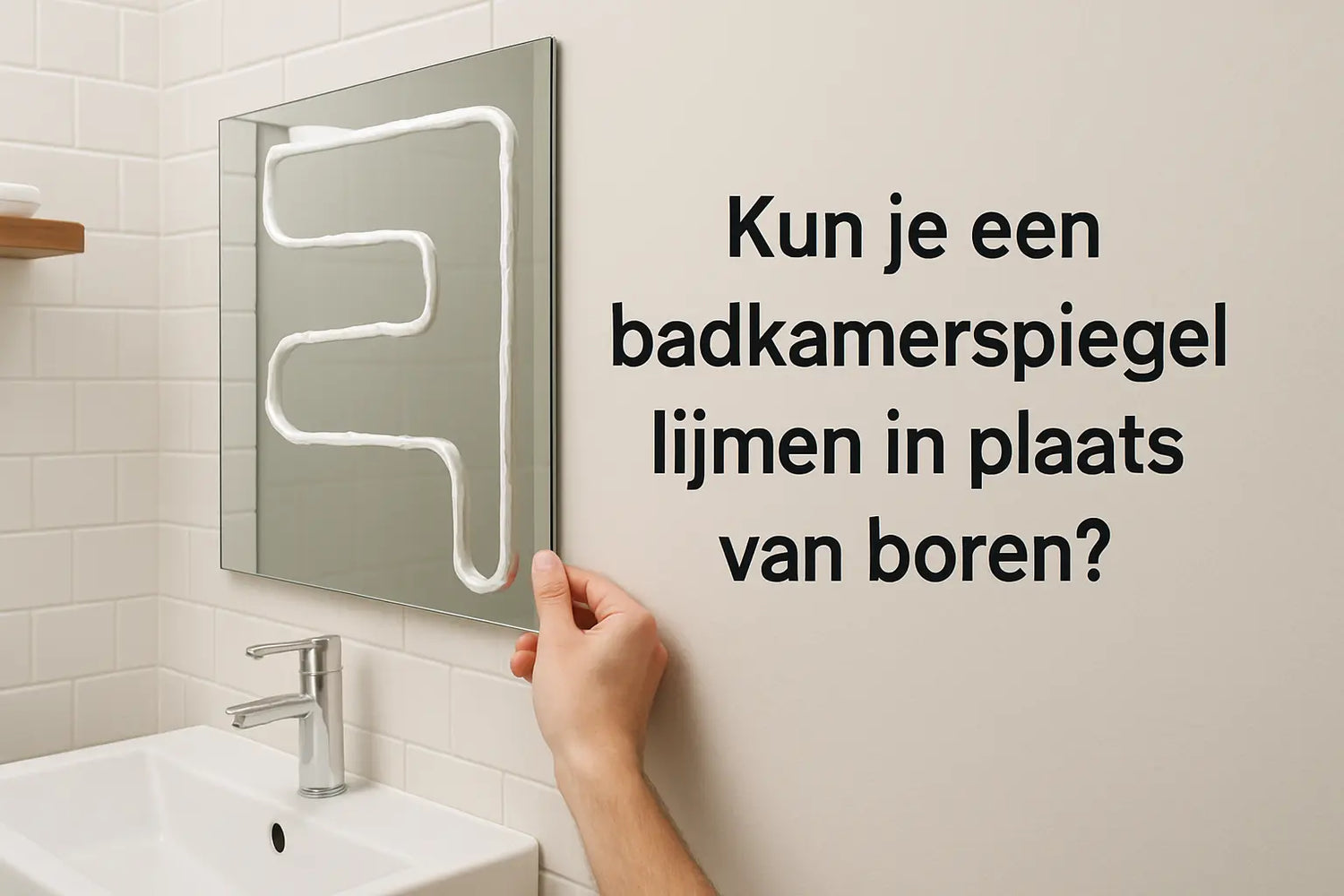 Kun je een badkamerspiegel lijmen in plaats van boren?