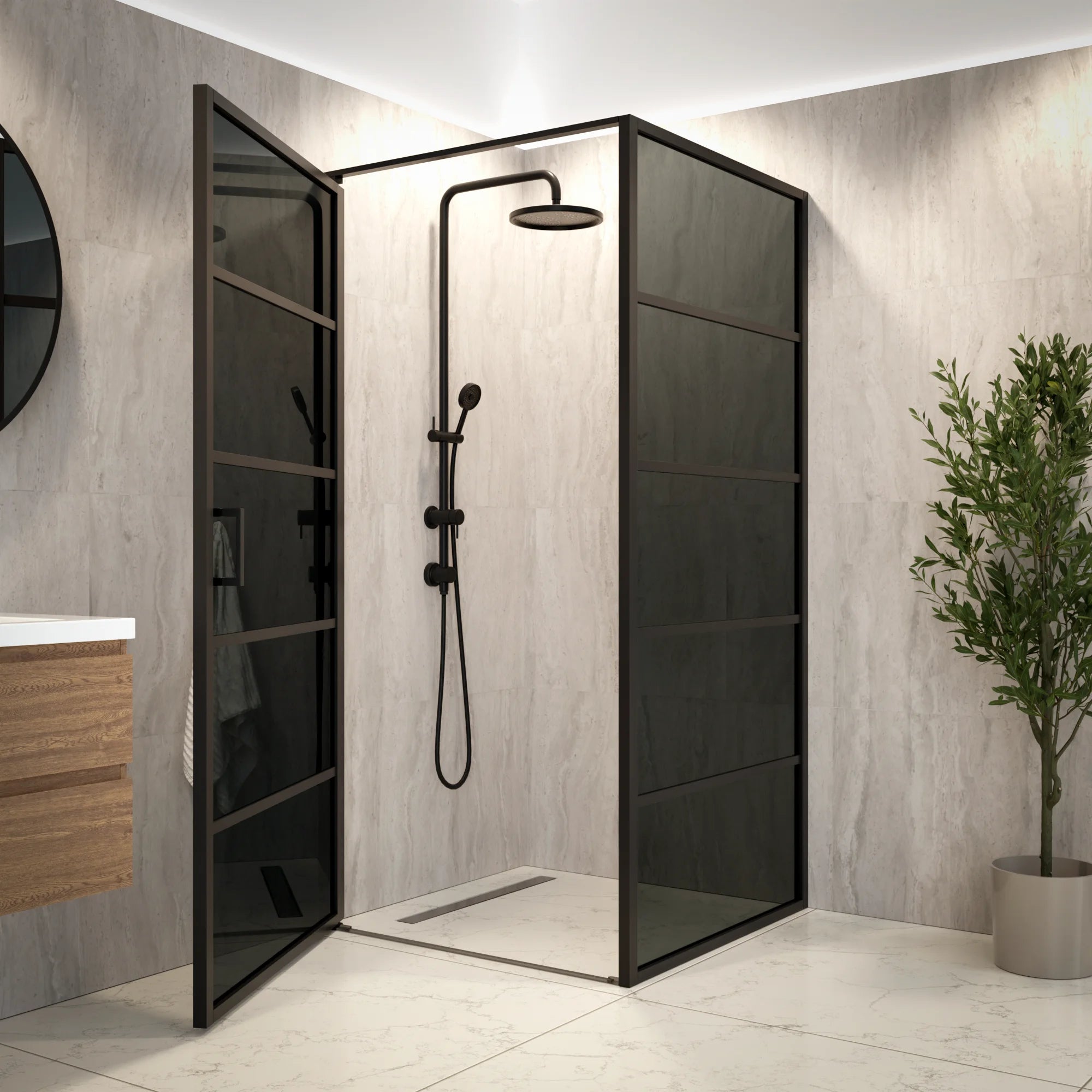 Douchecabine Oris - 90 x 200 - Zwart Glas - Zwart