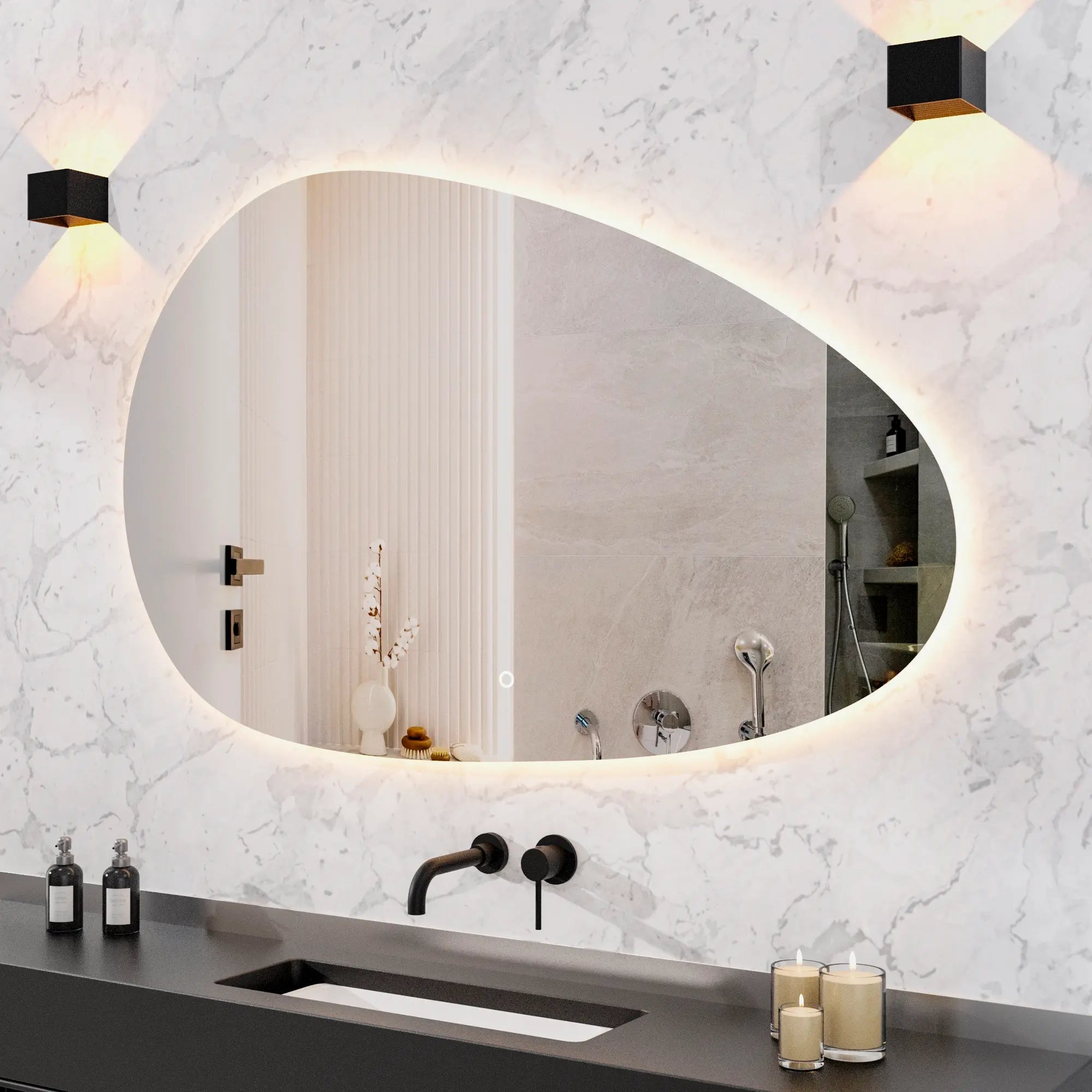 Badkamerspiegel - 150x93cm - Asymmetrisch - Frameloos - PRE-ORDER