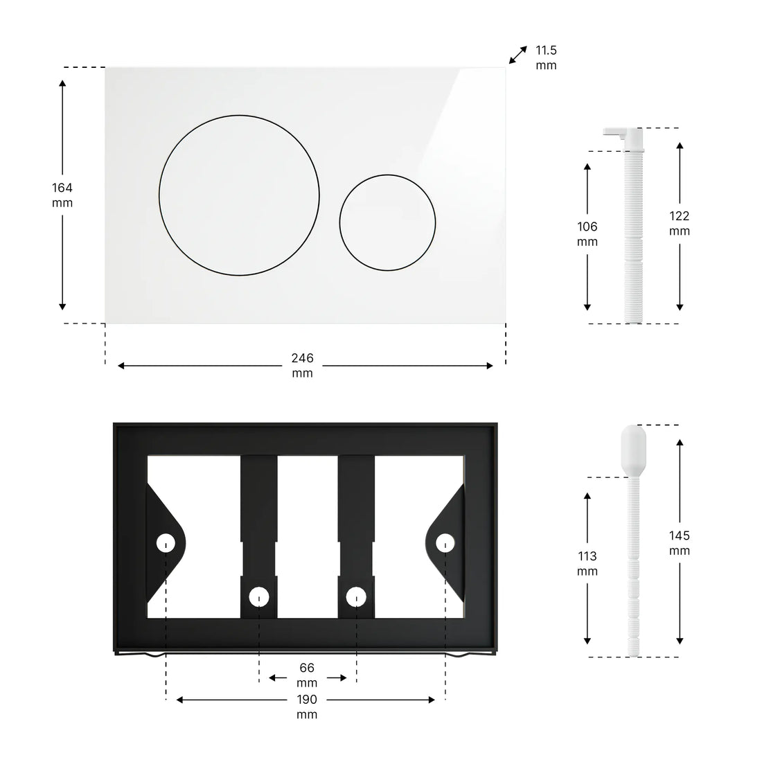 Mirlux Bedieningsplaat - Glanzend wit- ABS Kunstof DualFlush