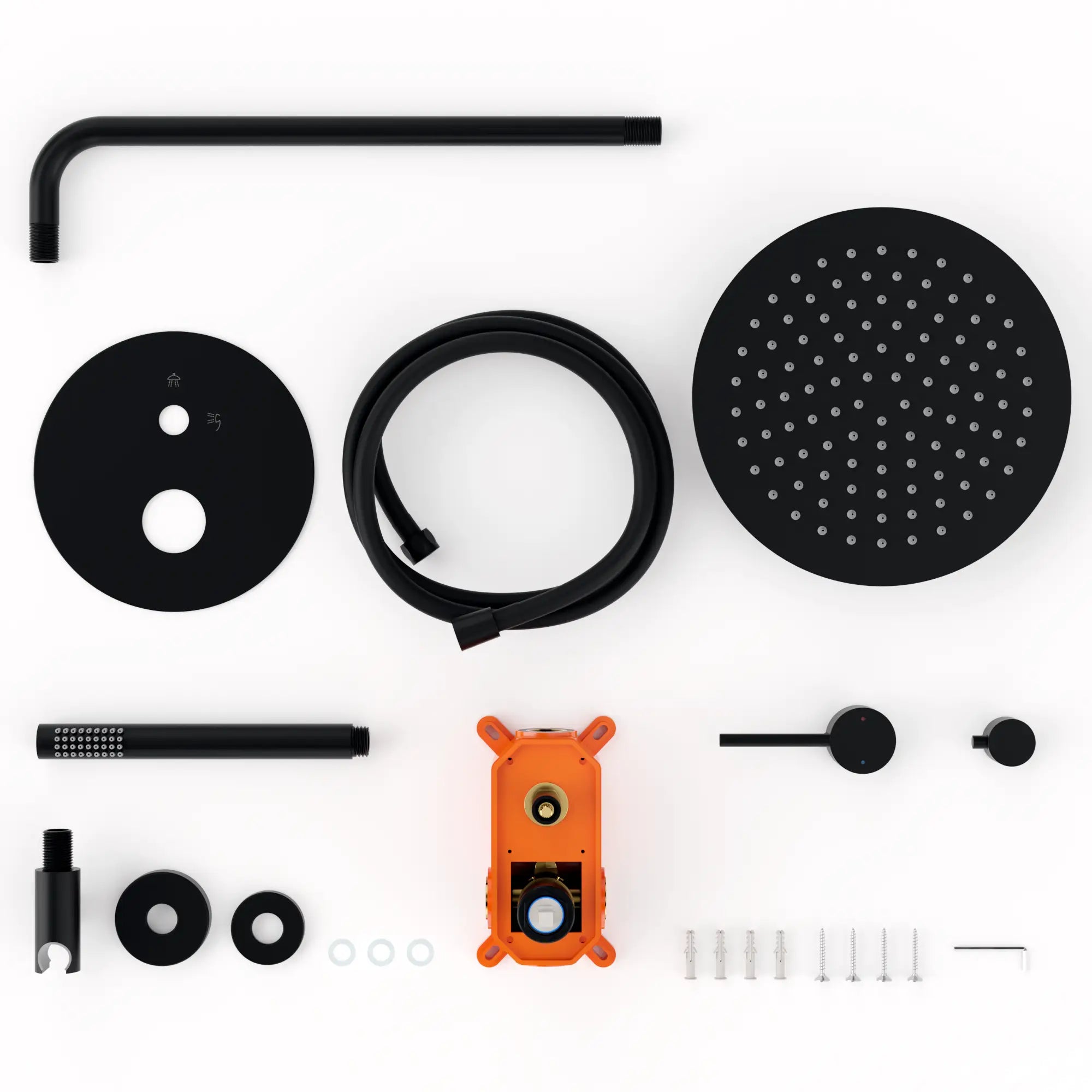 Inbouw Regendouche Daro - Mat Zwart met Thermostaatkraan - 25 cm - PRE-ORDER