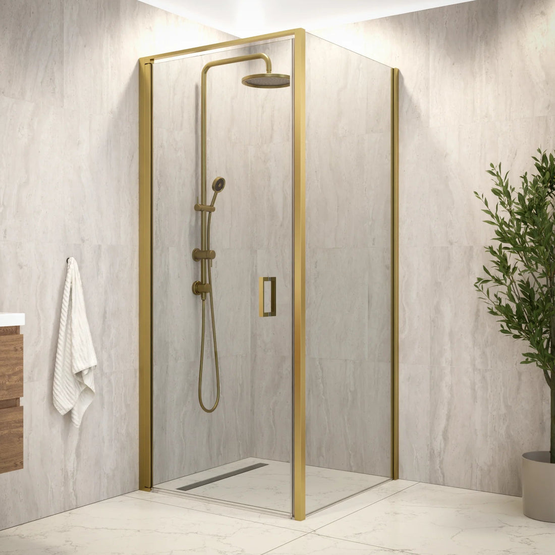 Douchecabine Vela - 90 x 90 x 200cm - Goud - Nano Coating
