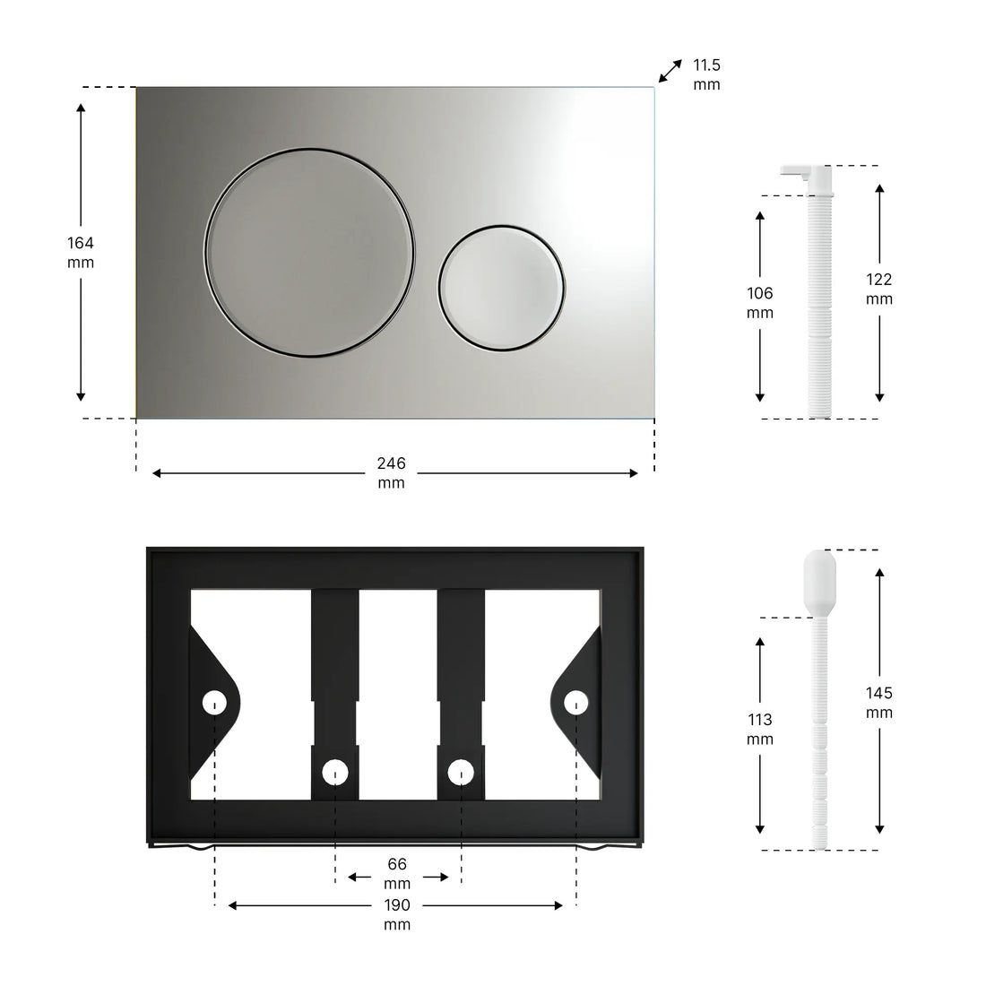 Mirlux Bedieningsplaat - Grijs - ABS Kunstof DualFlush
