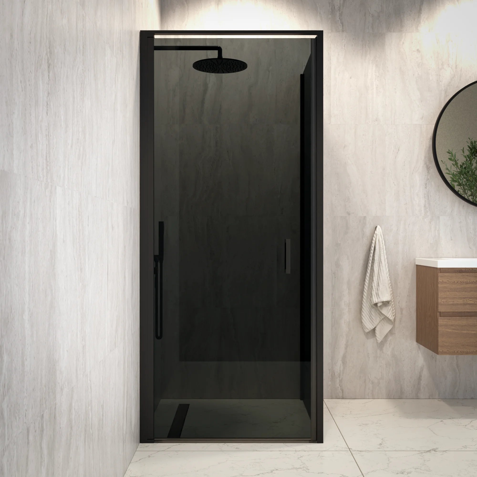 Douchecabine Vela - 90 x 200 - Smoked Glass - Zwart