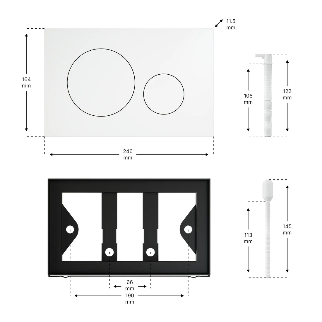 Mirlux Bedieningsplaat - Mat wit- ABS Kunstof DualFlush - PRE-ORDER
