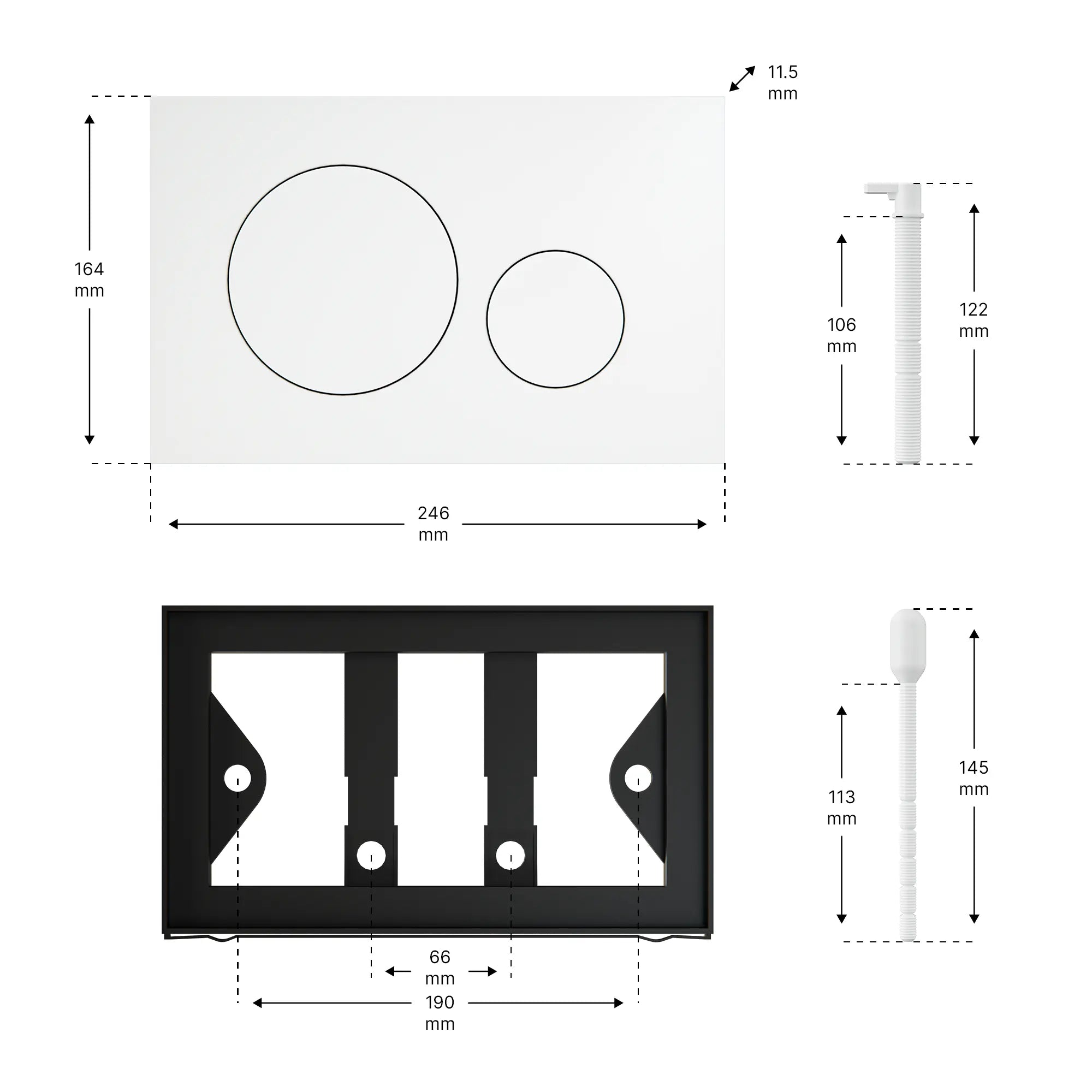 Mirlux Bedieningsplaat - Mat wit- ABS Kunstof DualFlush - PRE-ORDER