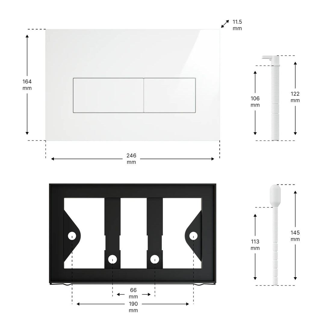 Mirlux Bedieningsplaat - Glanzend wit- ABS Kunstof DualFlush