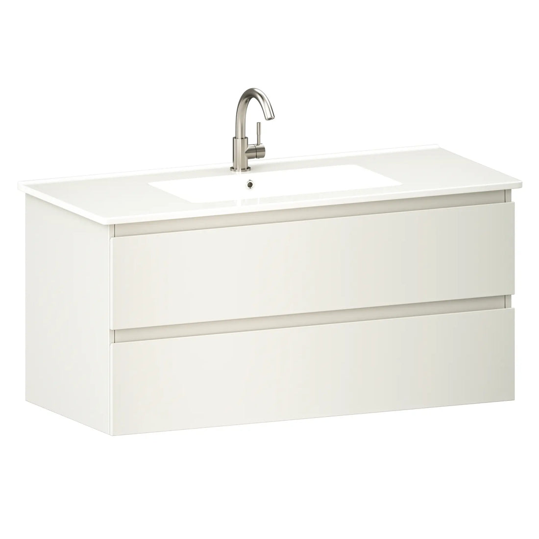 Badkamermeubel Varo - 100 cm - Glanzend wit - Witte wastafel