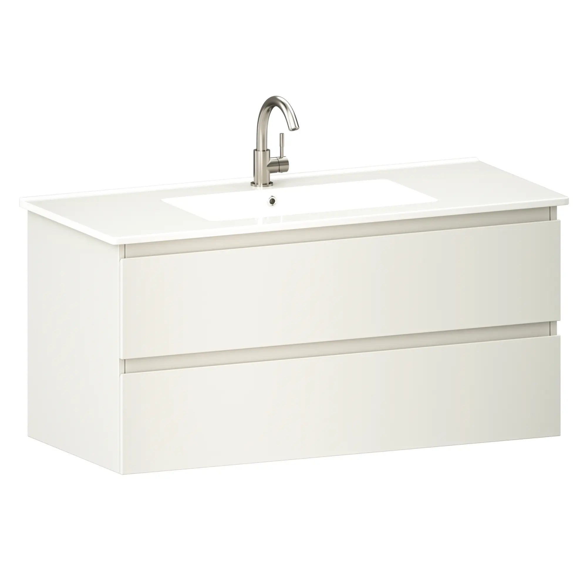 Badkamermeubel Varo - 100 cm - Wit - Witte wastafel - PRE-ORDER