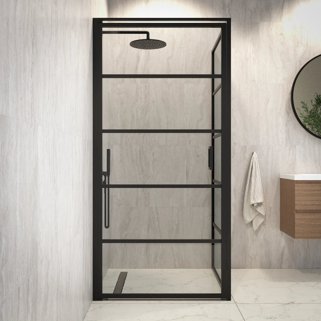 Douchecabine Oris - 90 x 90 x 200cm - Zwart - Met Strepen - Nano Coating