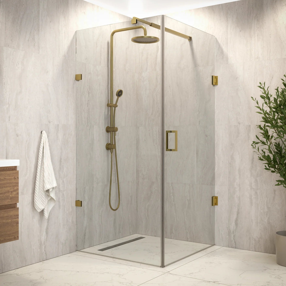 Douchecabine Mira - 90 x 90 x 200cm - Goud - Nano Coating