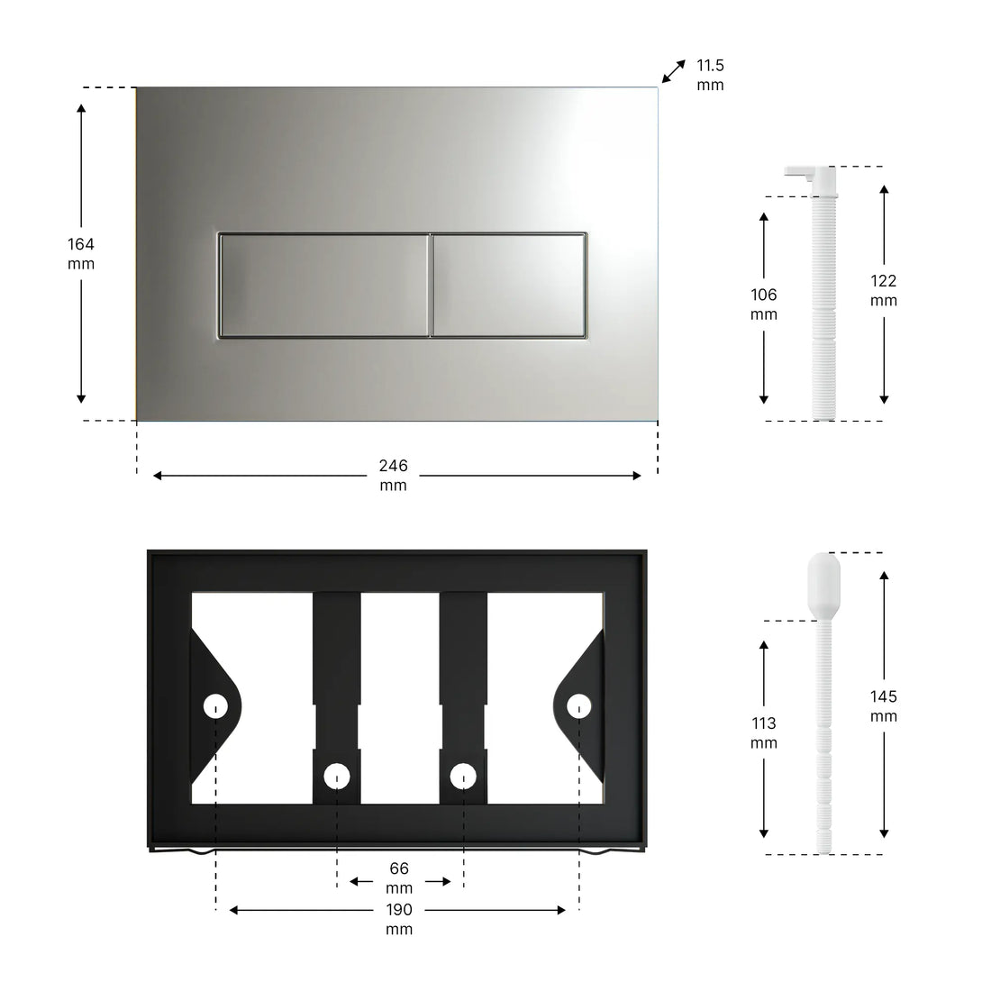 Mirlux Bedieningsplaat - Grijs - ABS Kunstof DualFlush