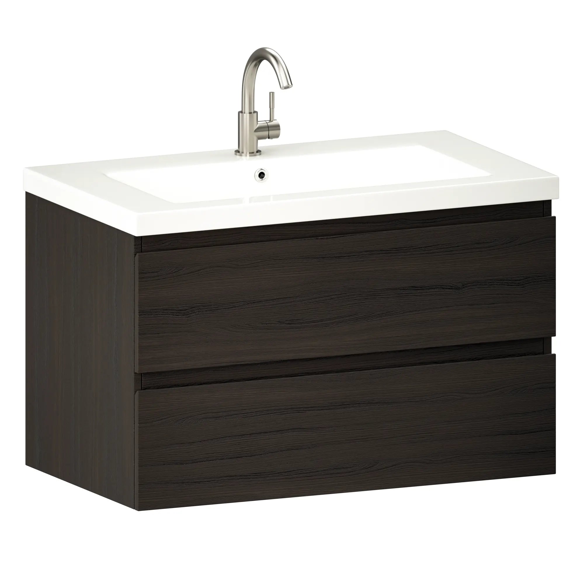 Badkamermeubel Sova - 80cm - Walnoot hout - Wastafel Wit - PRE-ORDER