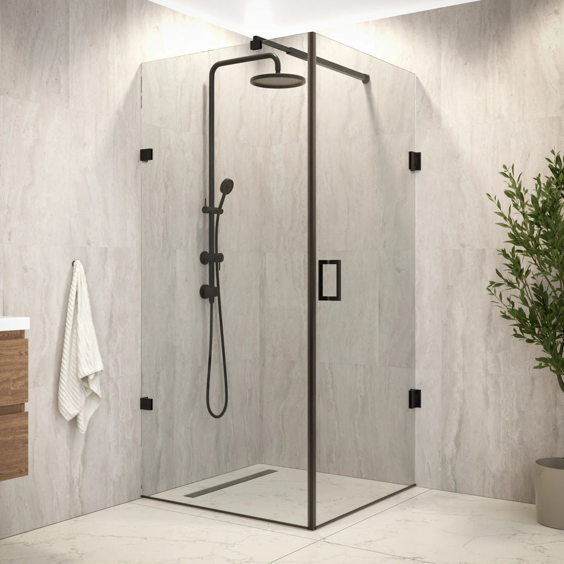 Douchecabine Mira - 90 x 90 x 200cm - Zwart - Nano Coating