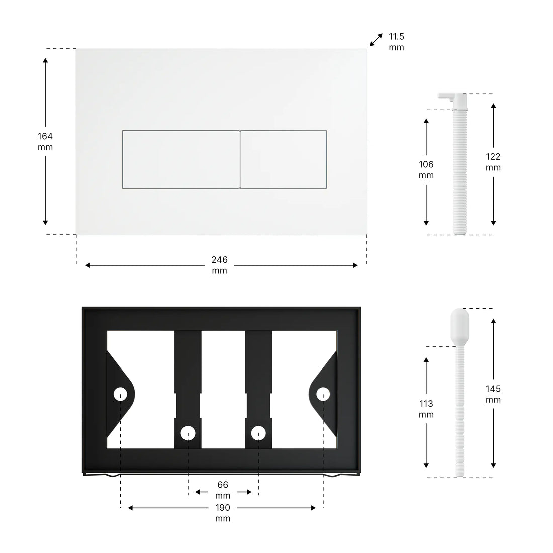 Mirlux Bedieningsplaat - Mat wit- ABS Kunstof DualFlush