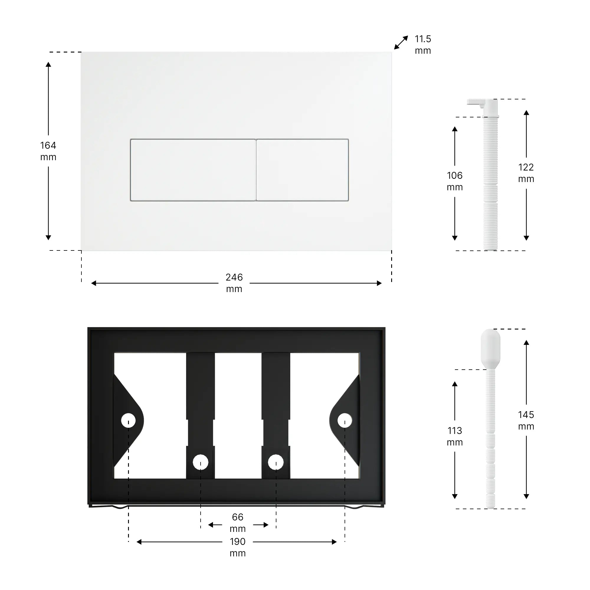 Mirlux Bedieningsplaat - Mat wit- ABS Kunstof DualFlush - PRE-ORDER