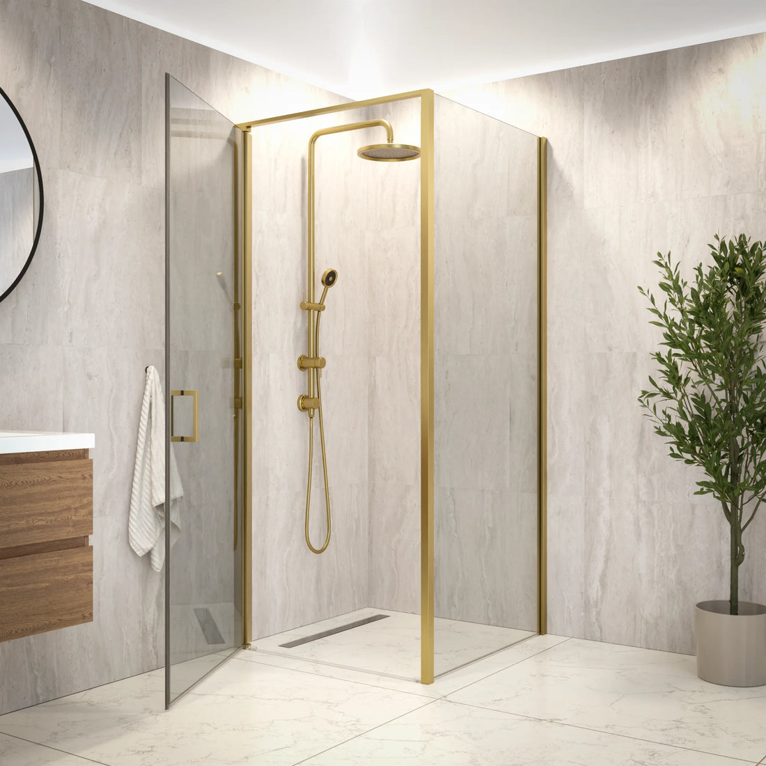 Douchecabine Vela - 90 x 90 x 200cm - Goud - Nano Coating