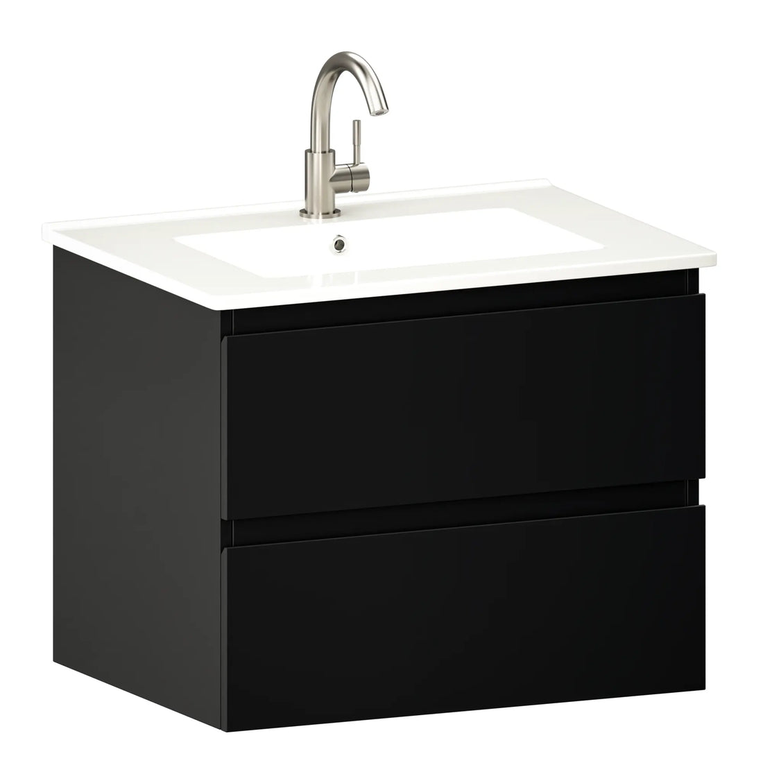 Badkamermeubel Norvi - 60 cm - Zwart - Witte wastafel