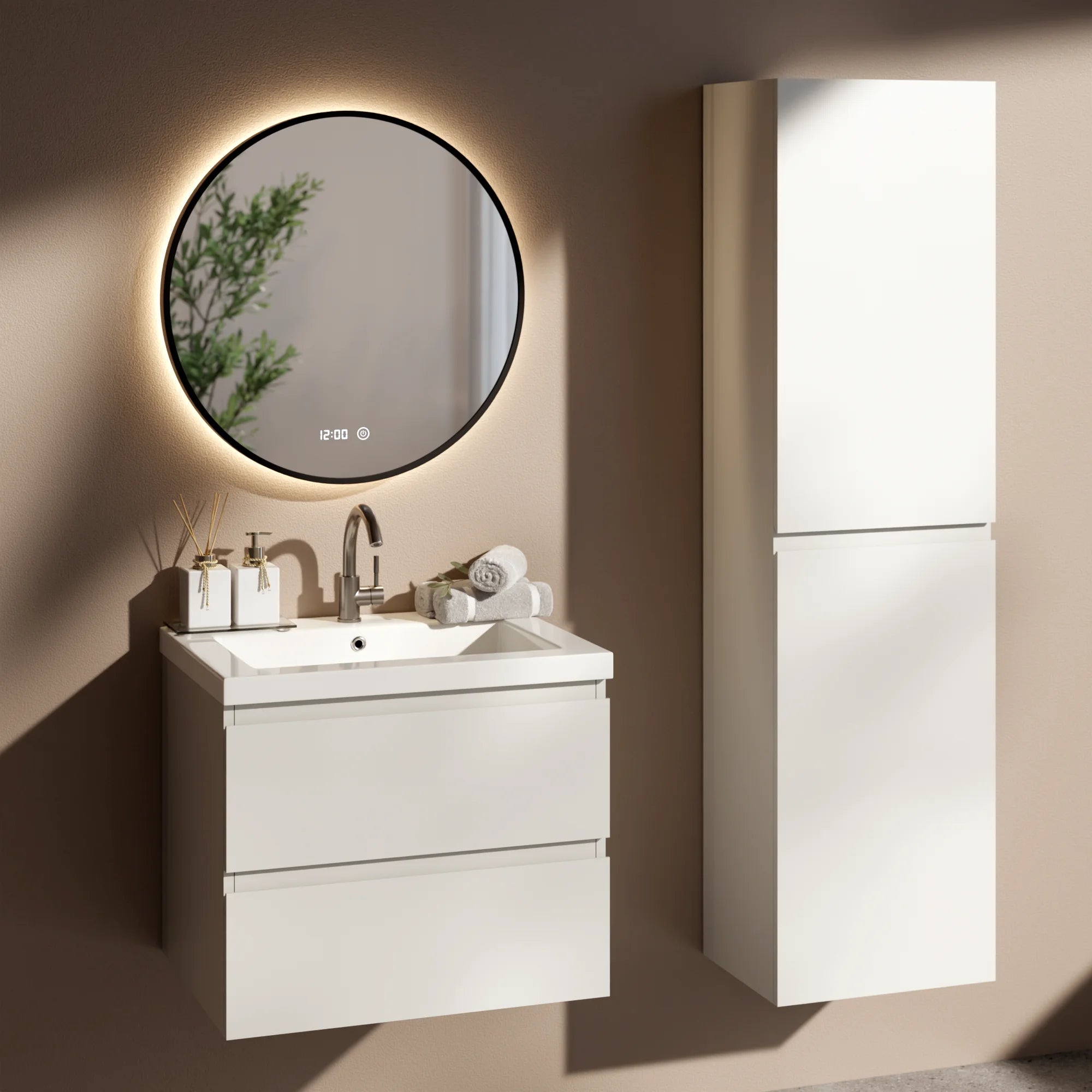 Badkamermeubel set London - 60cm - Wit - Wastafel Wit - PRE-ORDER