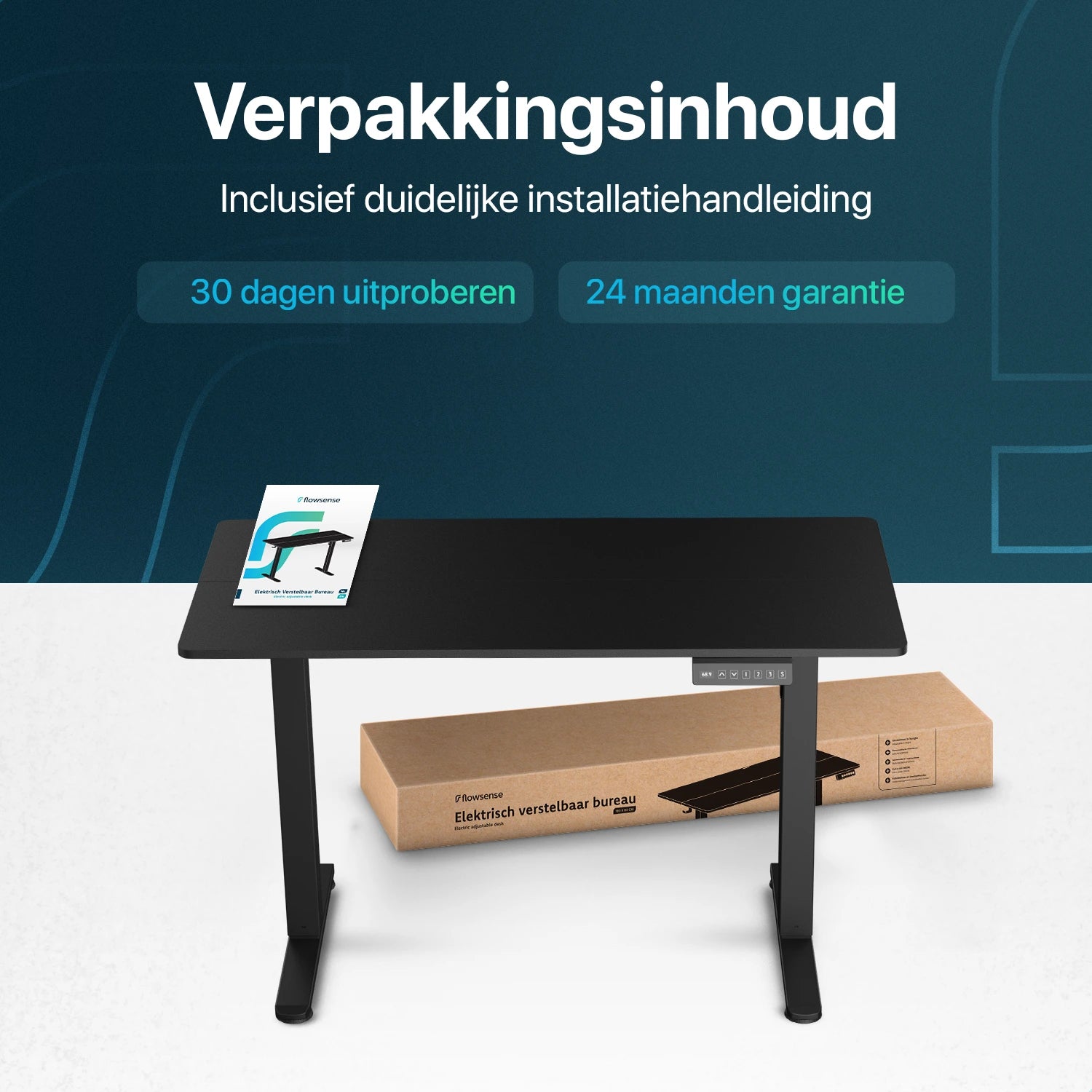 Flowsense Zit Sta Bureau - Verstelbaar Elektrisch Bureau - 120 x 60 cm