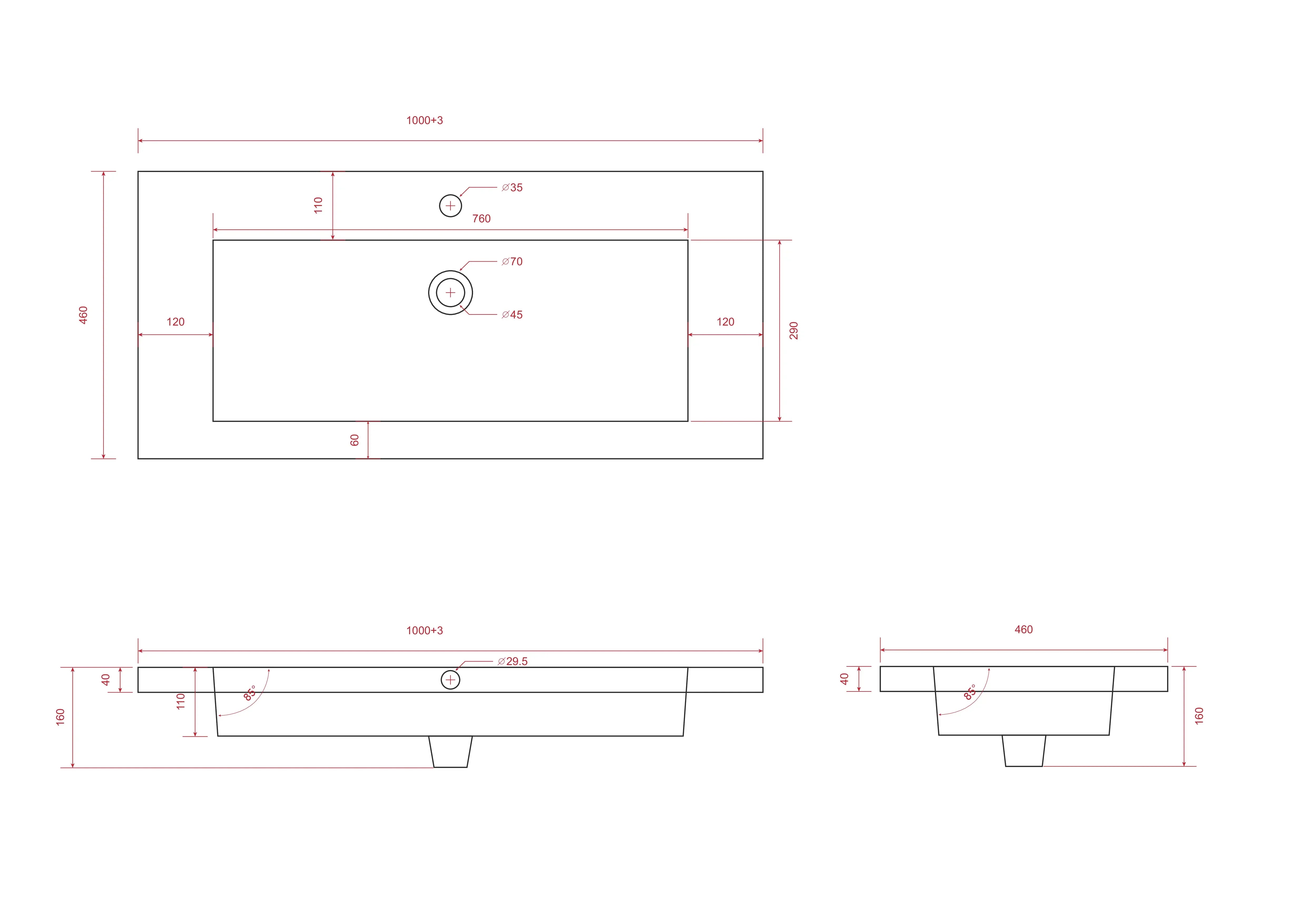 Badkamermeubel set Montero 100cm - Zwart Eiken - Wastafel Wit - PRE-ORDER
