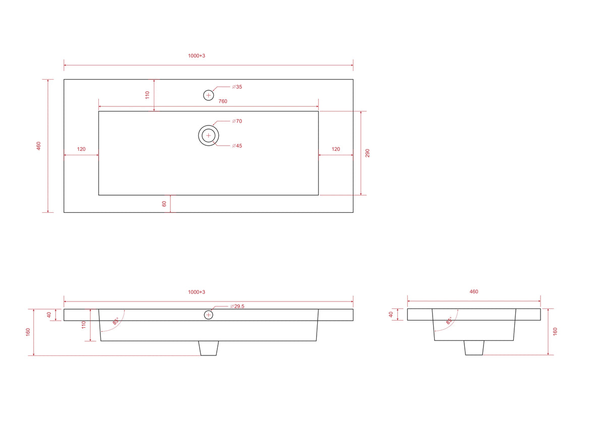 Badkamermeubel set Novara - 100cm - Mat Zwart - Wastafel Zwart - PRE-ORDER