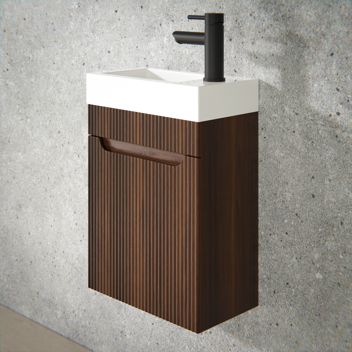Toiletkastset Vivo - 40cm - Walnoot - Wastafel Wit