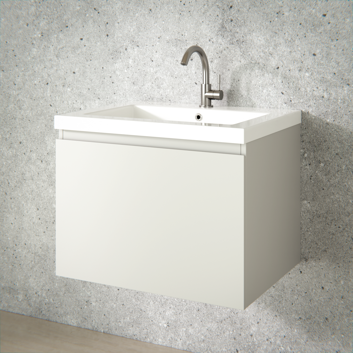 Badkamermeubel set Karo - 60cm - Taupe - Wastafel Wit