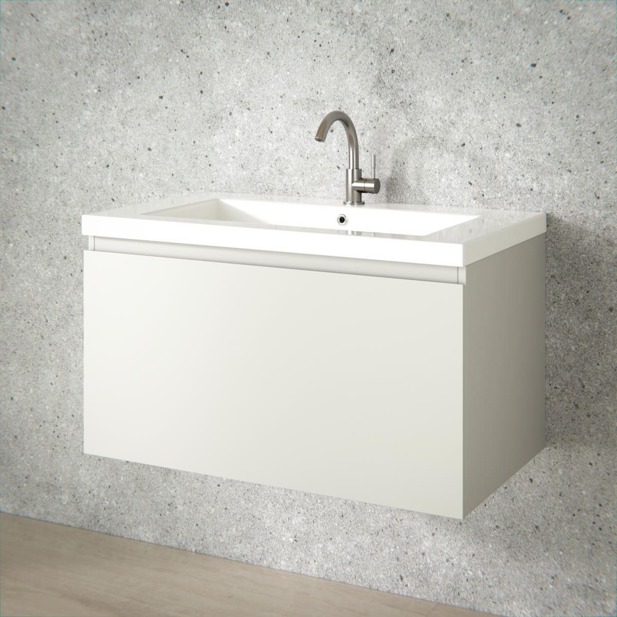 Badkamermeubelset Sova - 80cm - Taupe - Wastafel Wit