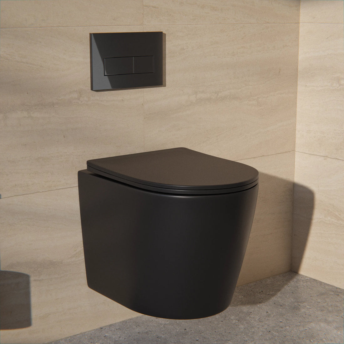 Hangtoilet Varo - Randloos - Softclose Zitting - Mat Zwart
