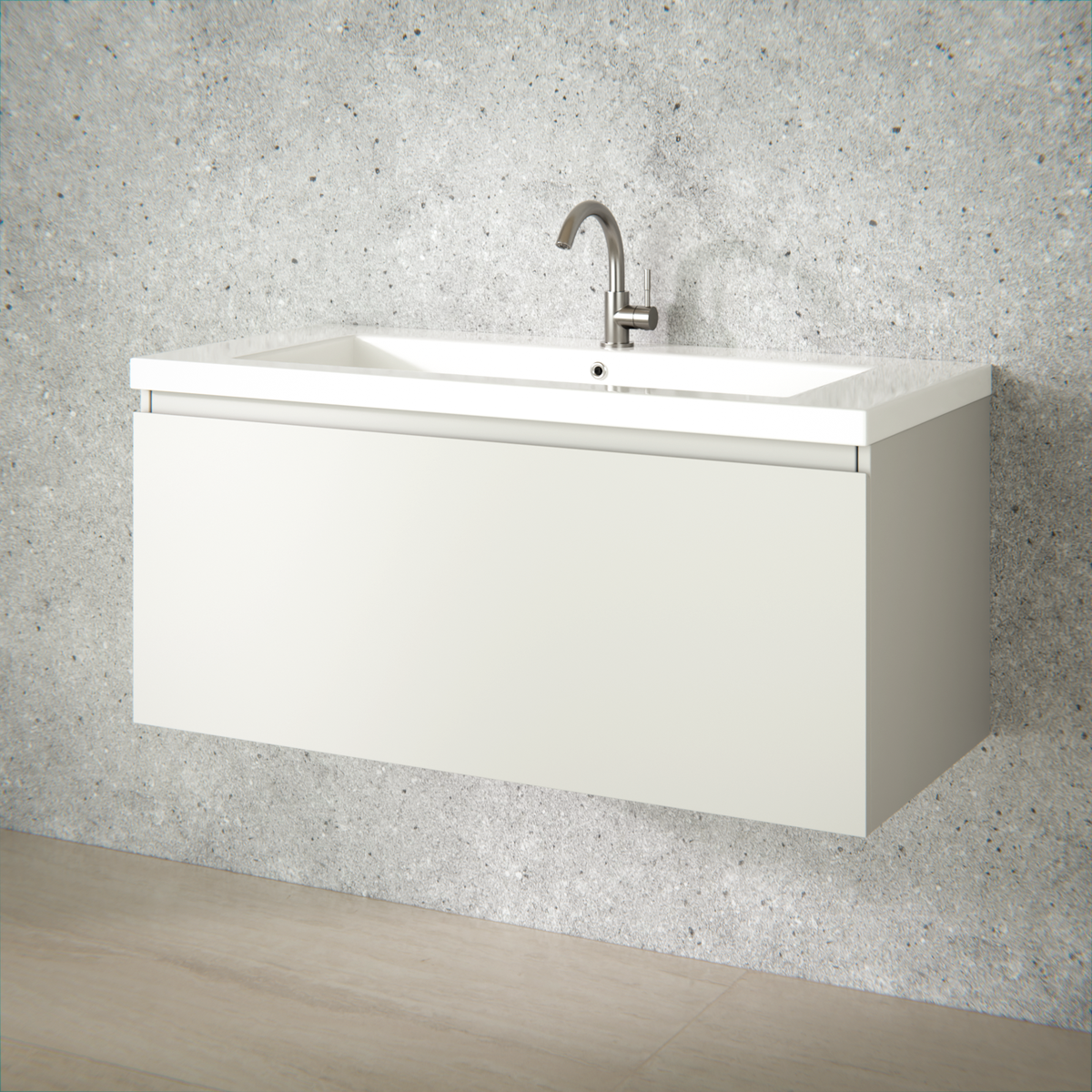 Badkamermeubelset Sena - 100cm - Taupe - Wastafel Wit