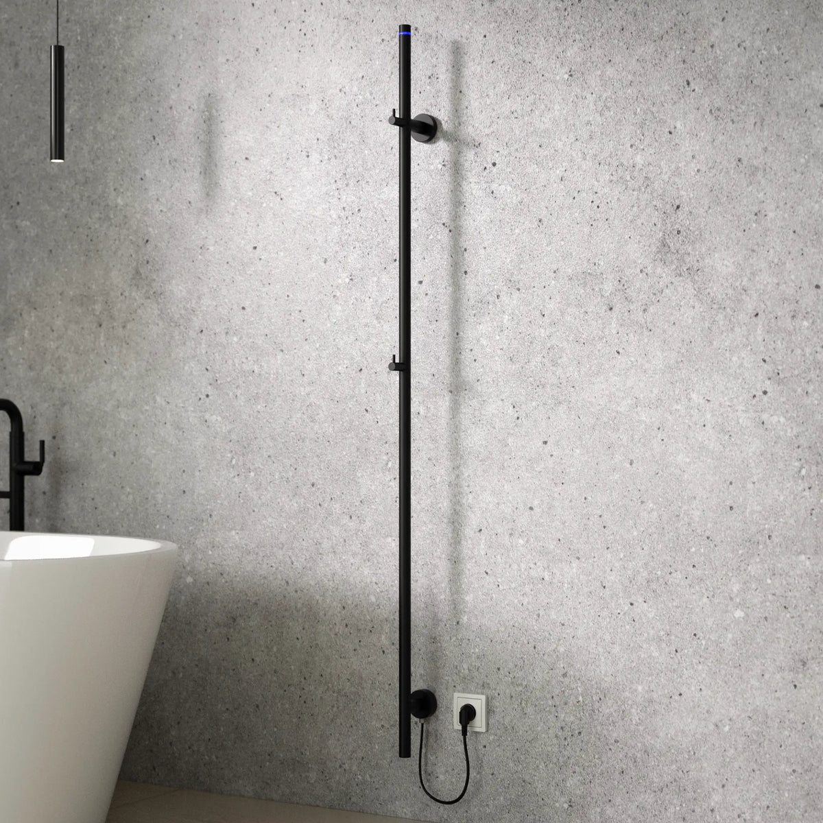 Elektrische Staafhanddoekradiator - 70 Watt - 150cm - Mat zwart