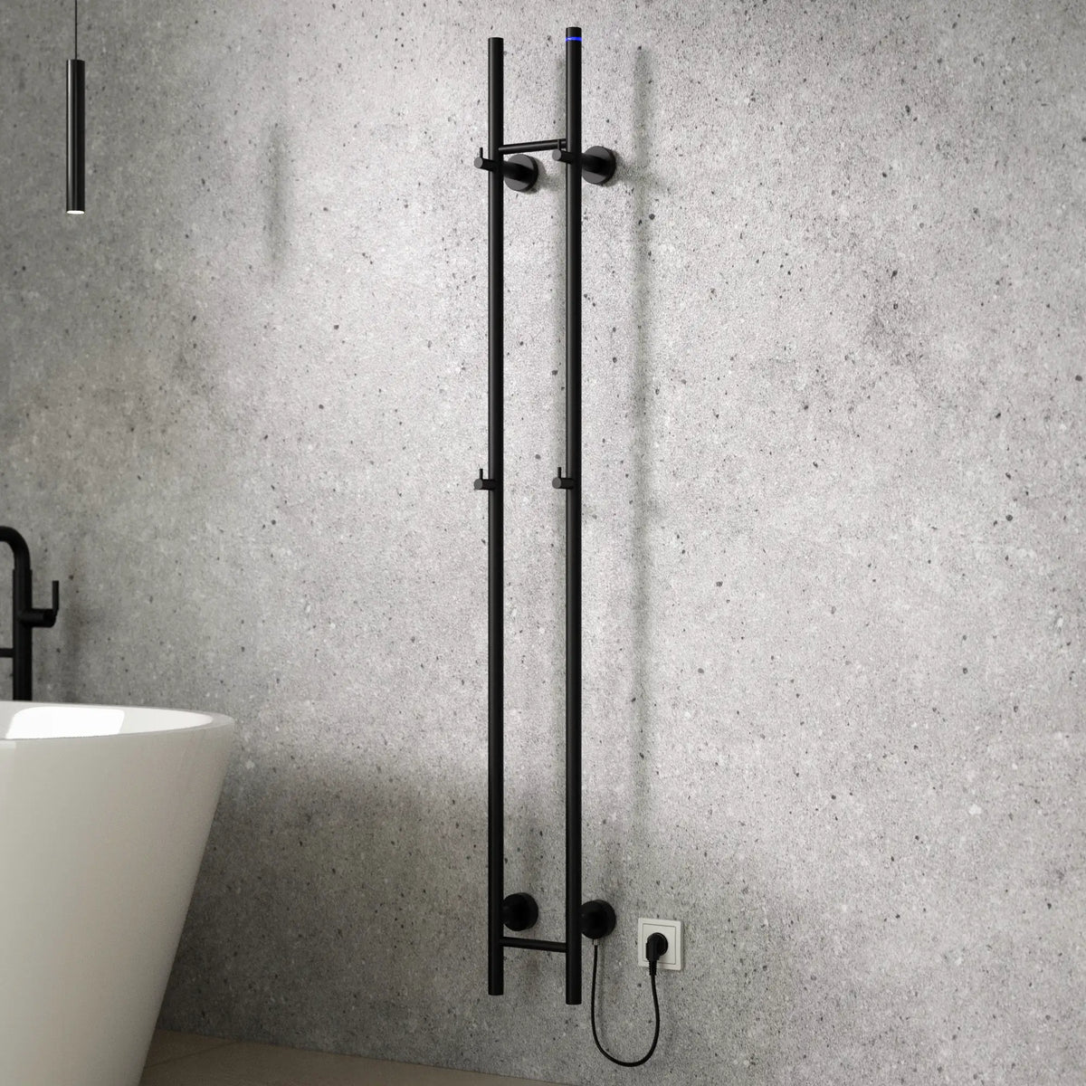 Elektrische Staafhanddoekradiator Dubbel - 70 Watt - 150x16.8 cm - Mat zwart